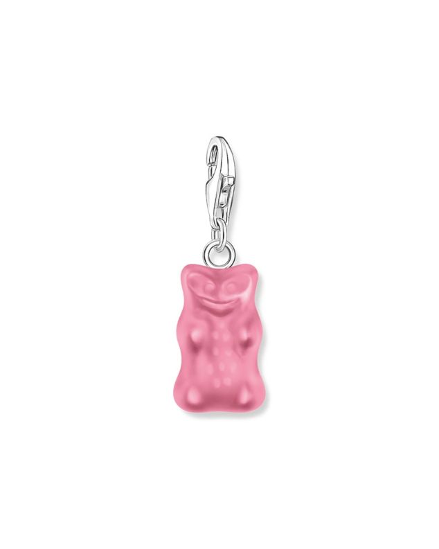 Silver charm pendant Goldbears in pink