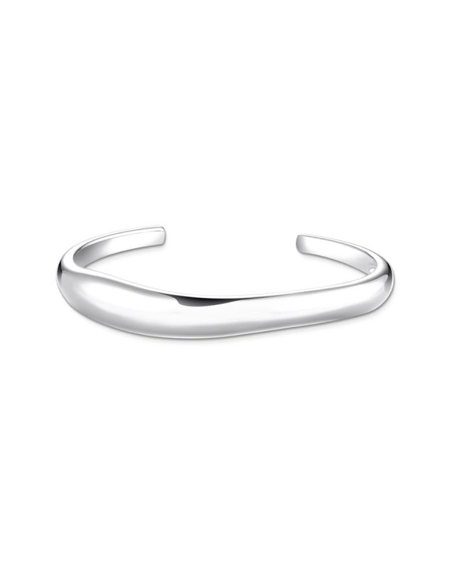 Silver bangle in organic shape