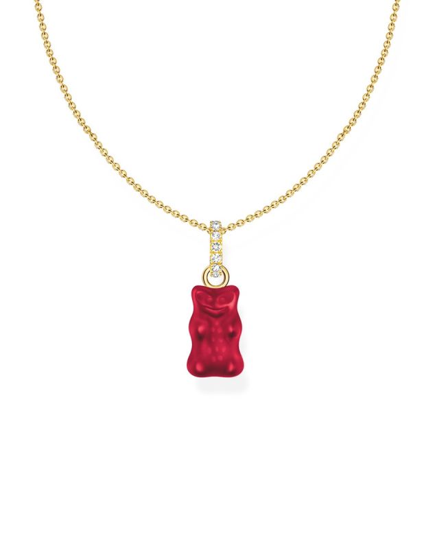 Gold-plated necklace with red goldbears pendant and zirconia