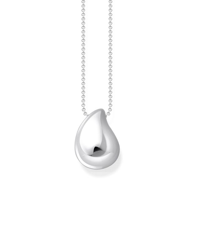 Silver necklace with pendant in organic drop-shape