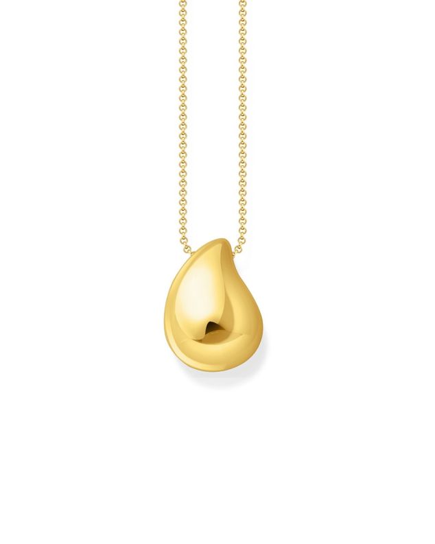 Gold-plated necklace with pendant in organic drop-shape