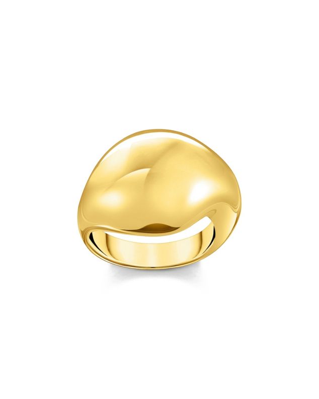 Gold-plated ring in organic drop-shape