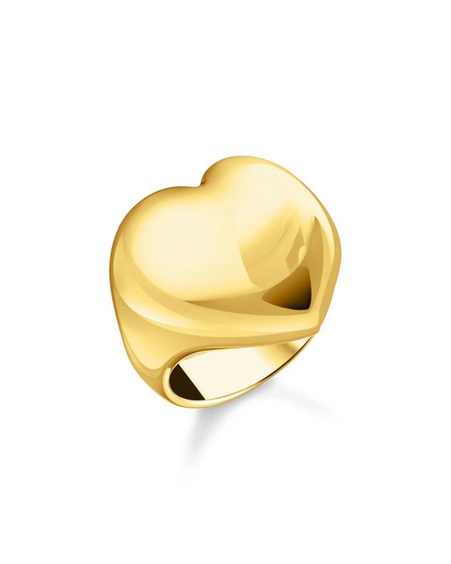 Gold-plated ring heart-shaped