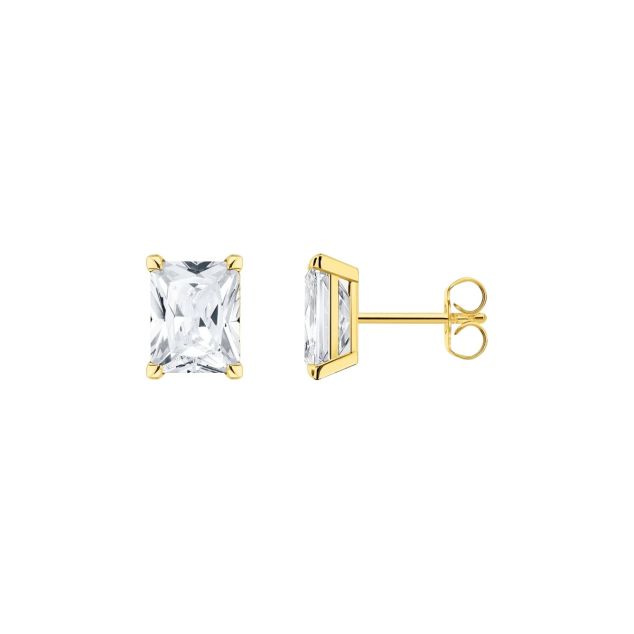 Ear studs with white stone gold plated L