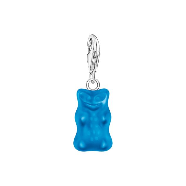 Silver charm pendant goldbears in blue