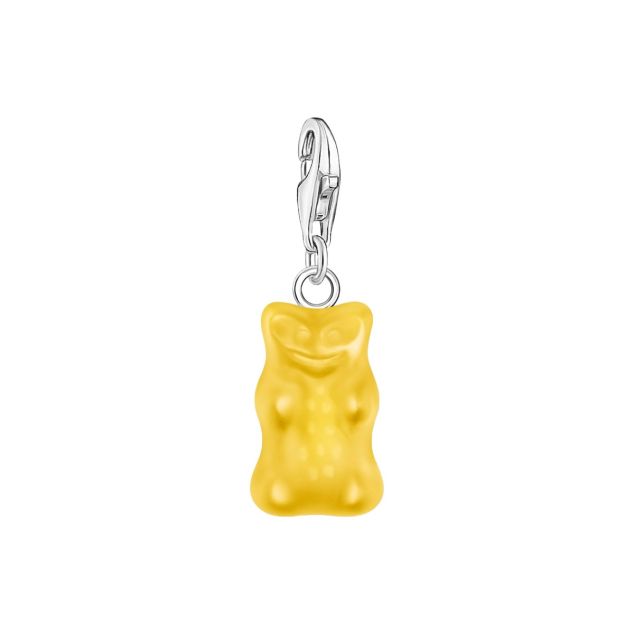 Silver charm pendant goldbears in yellow