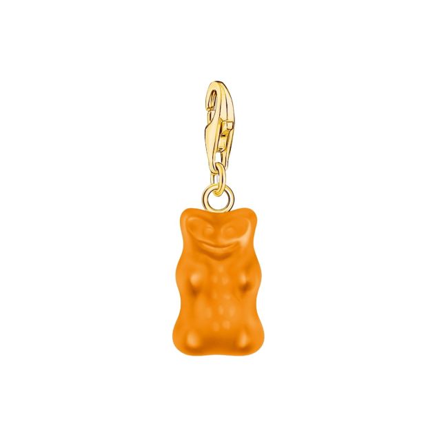 Gold-plated charm pendant goldbears in orange