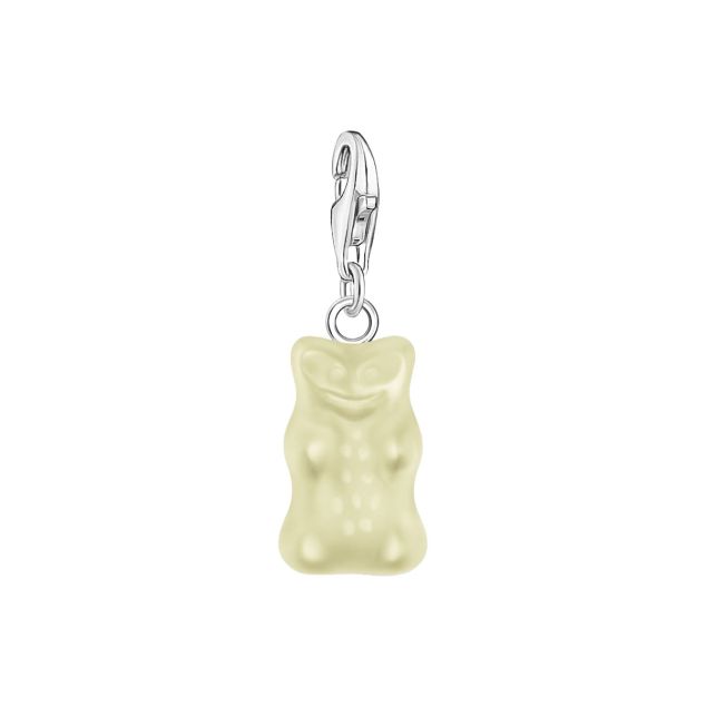 Silver charm pendant goldbears in white