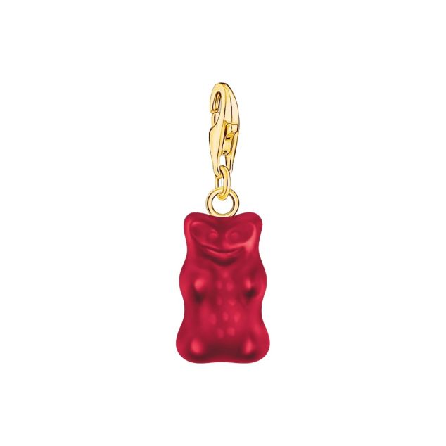 Gold-plated charm pendant goldbears in red