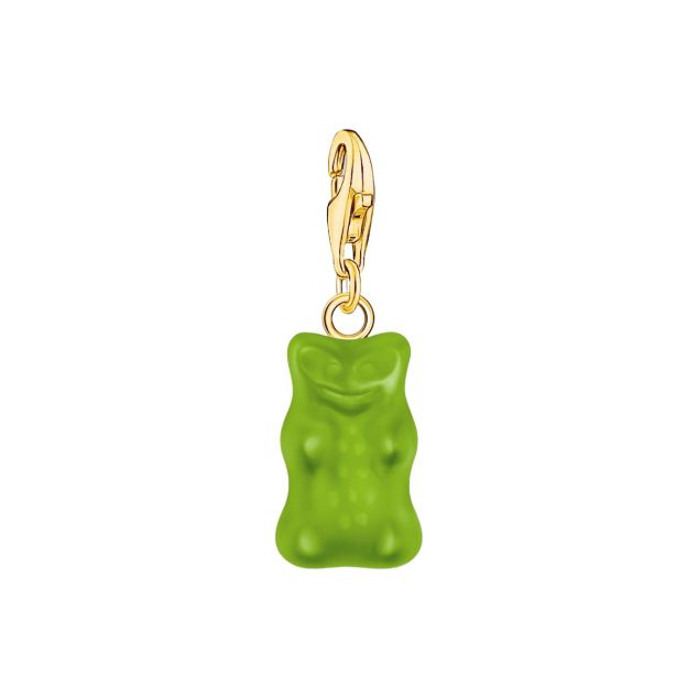 Gold-plated charm pendant goldbears in green