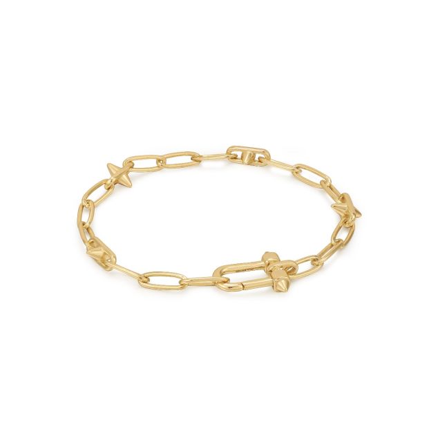 Gold Stud Link Charm Bracelet