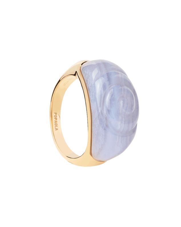 BLUE LACE AGATE SHELL RING