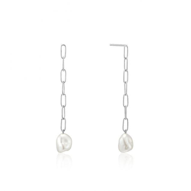 Silver Pearl Chunky Drop Earrings