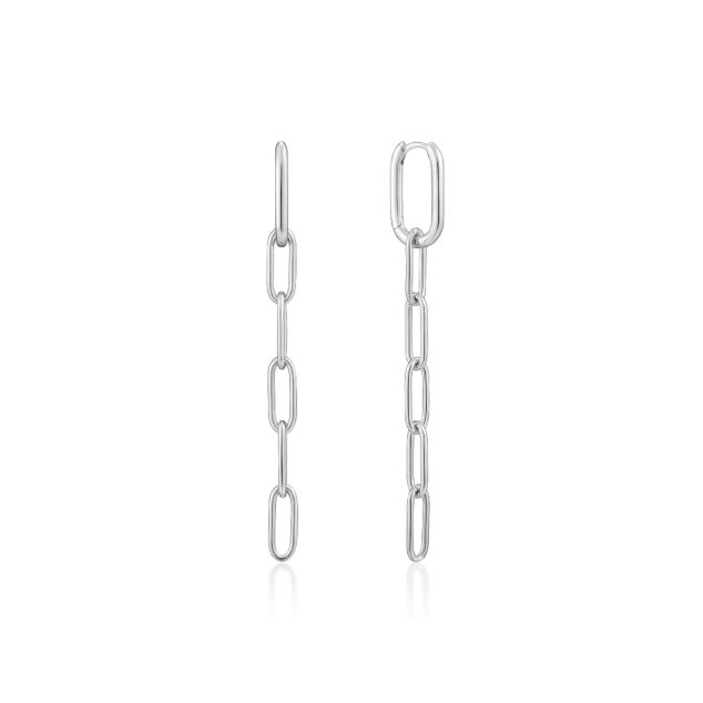 Silver Cable Link Drop Earrings