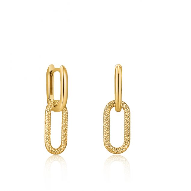 Gold Rope Oval Drop Earrings