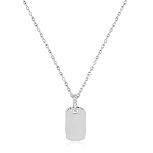 SILVER GLAM TAG PENDANT NECKLACE