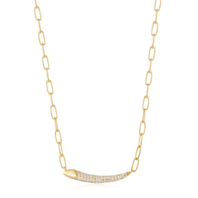 Gold Pavé Bar Chain Necklace