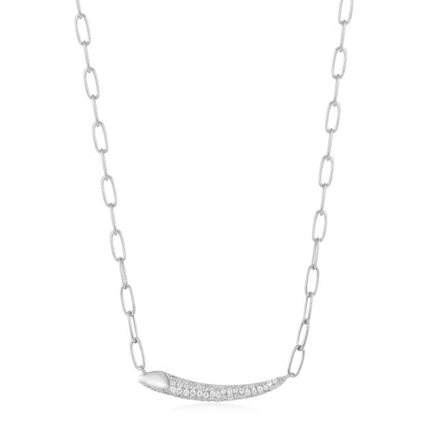 Silver Pavé Bar Chain Necklace