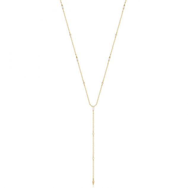 Gold Sparkle Point Y Necklace