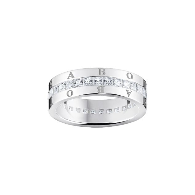 Band ring with white stones pavé silver