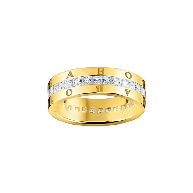 Band ring with white stones pavé gold