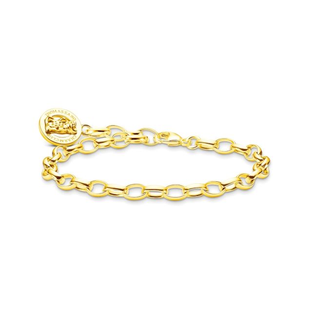 Gold-plated charm bracelet with goldbears logo ring